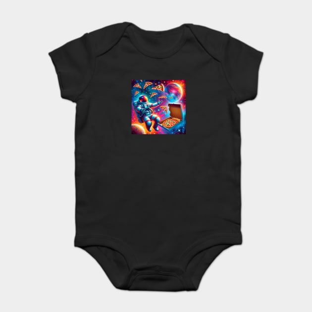 Astronaut in Space with Pizza, Love Eating Baby Bodysuit by logiamerch